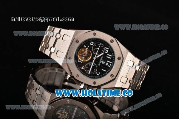 Audemars Piguet Royal Oak Tourbillon Asia Automatic Full Steel with Black Dial and White Arabic Numeral Markers - Click Image to Close
